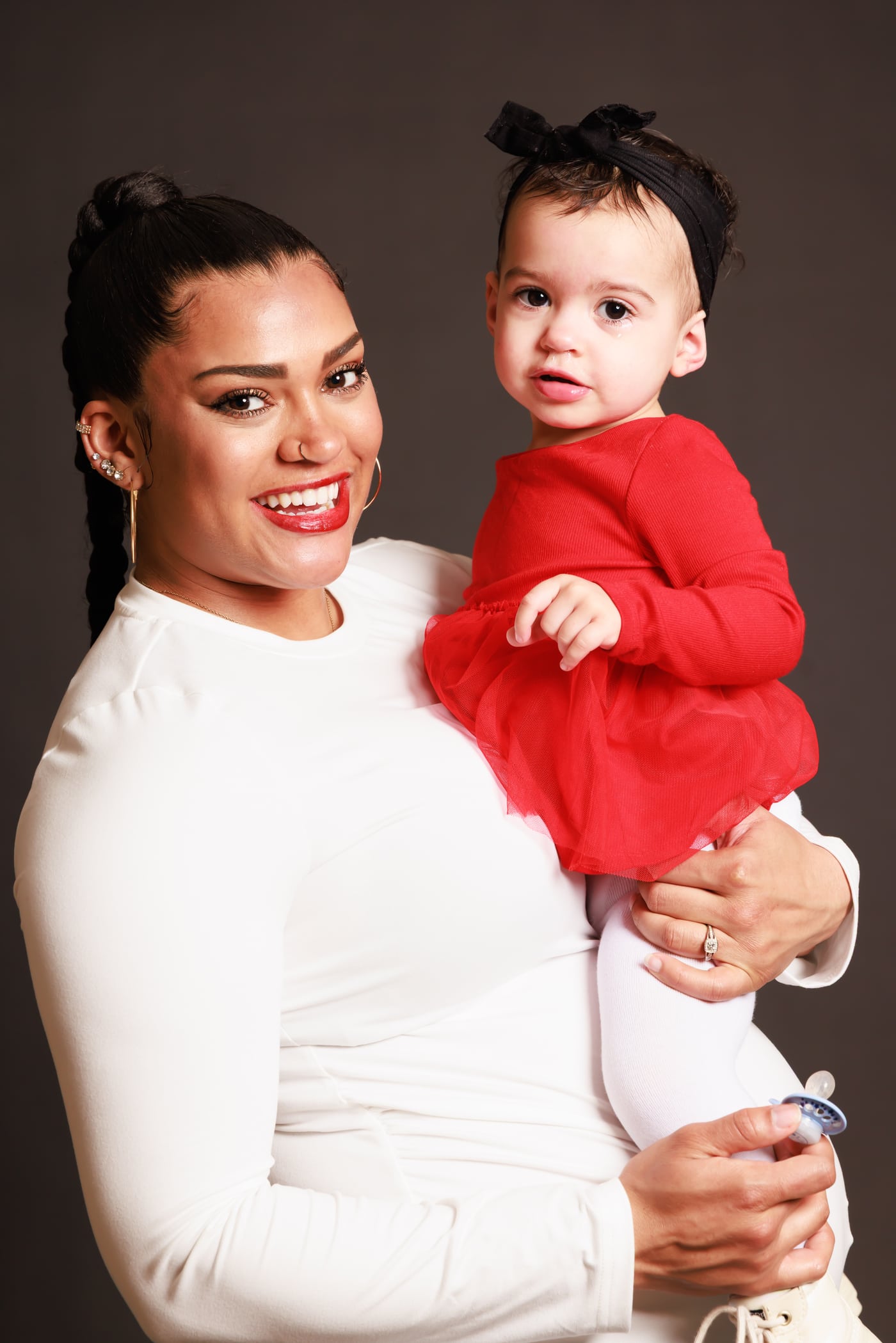 Mom + toddler red dress.