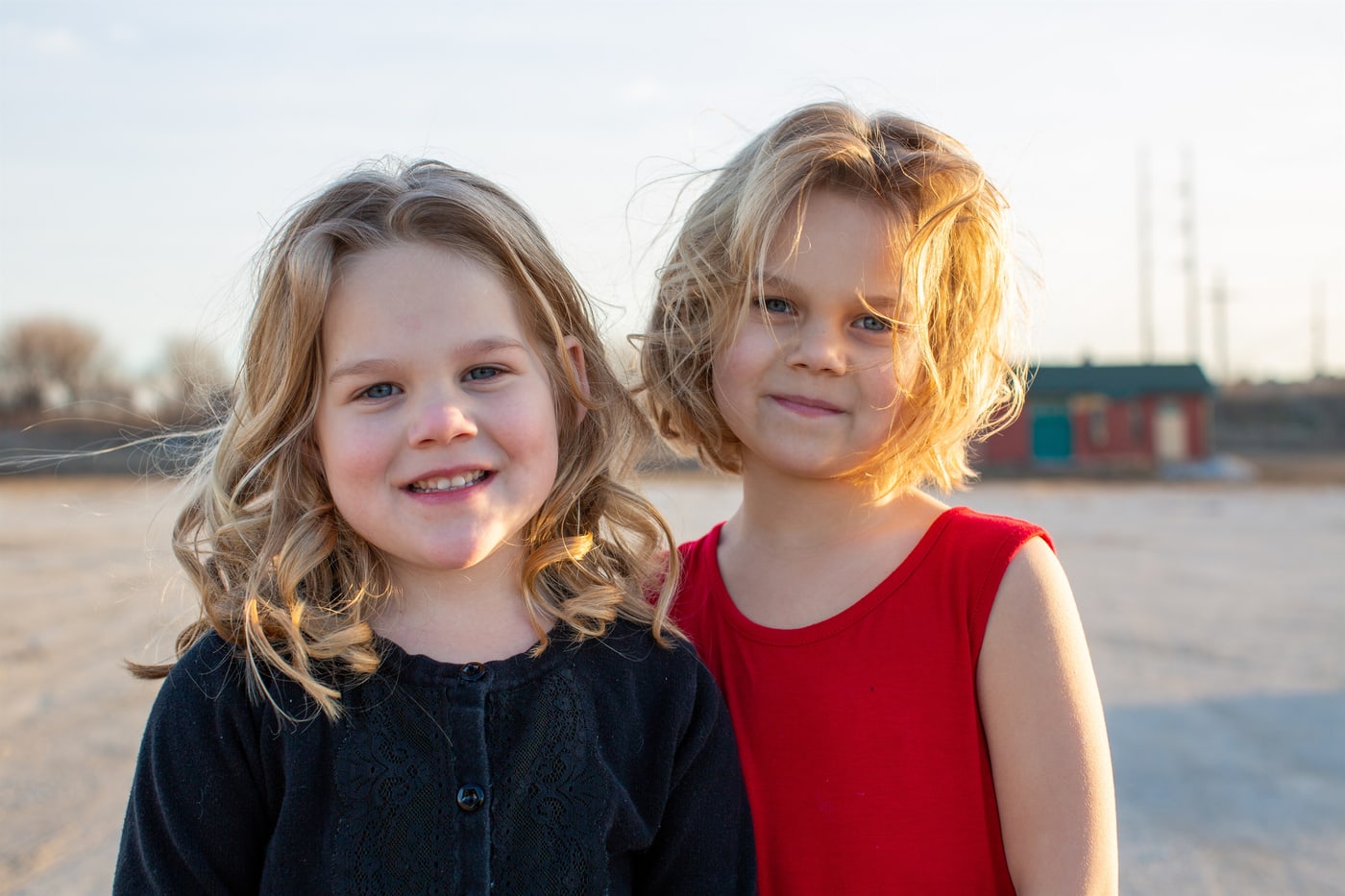 Two children portrait with natural light and warmth.