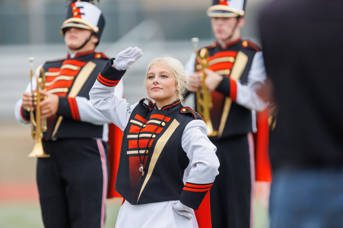 Drum major + band celebration.