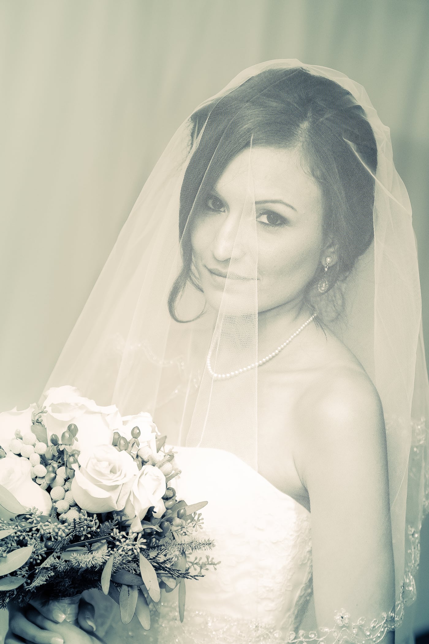 Bride bouquet, sepia vintage.