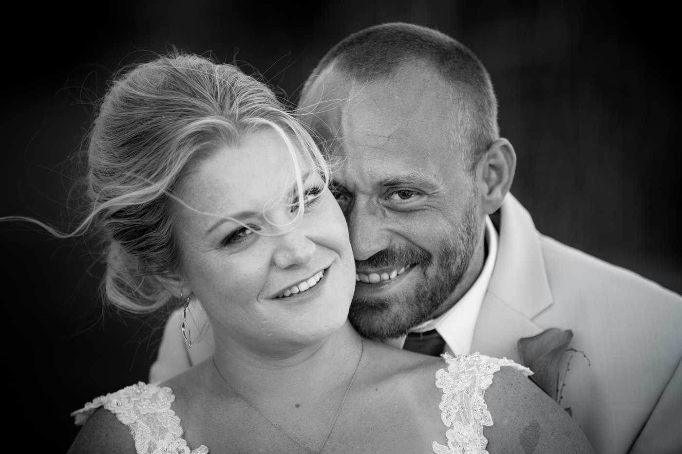 Wedding couple emotional portrait.