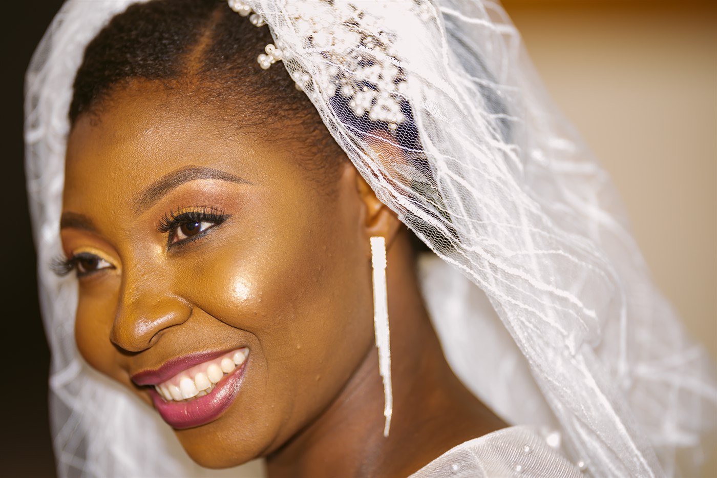 Bride getting ready portrait.