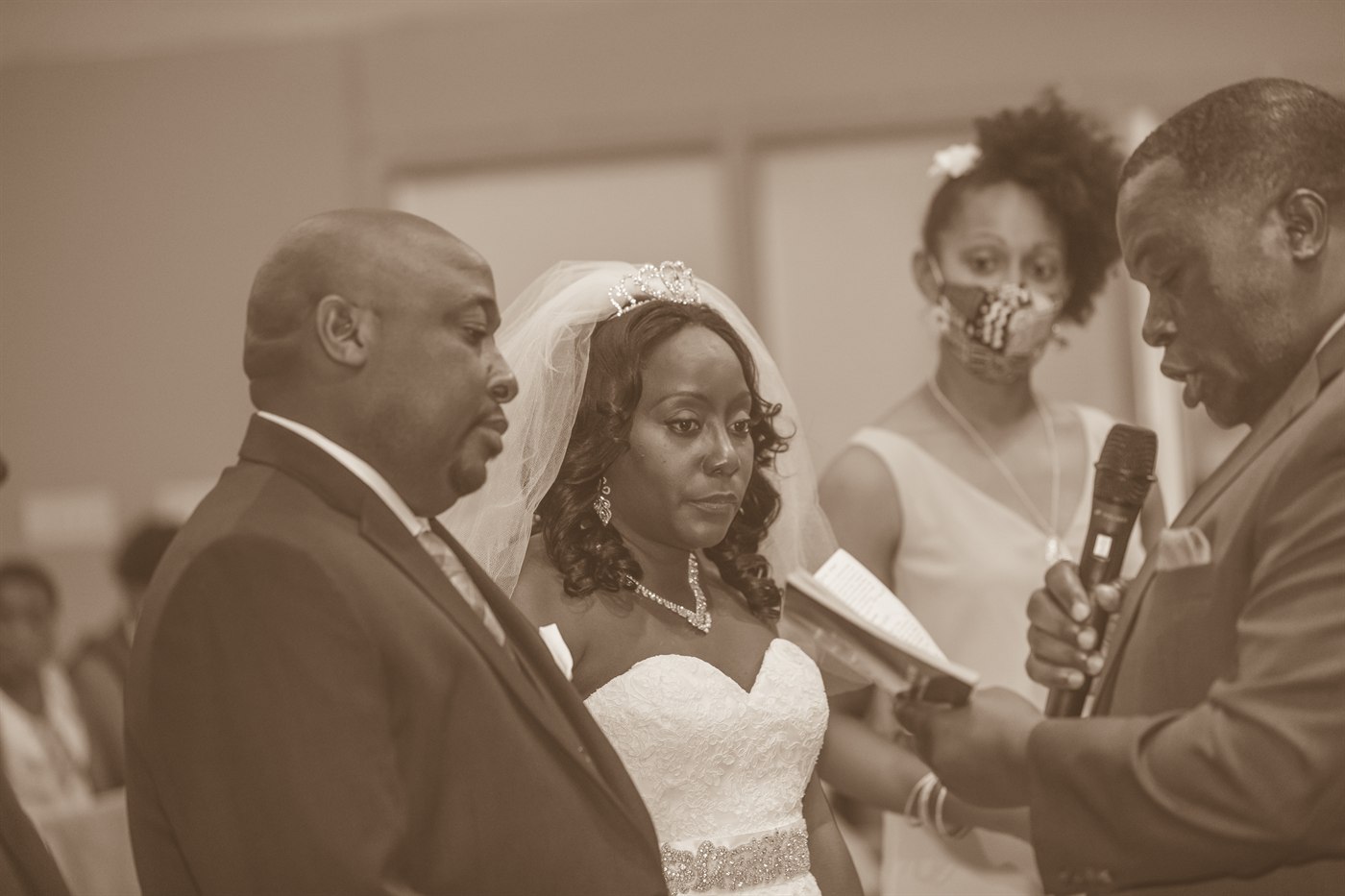 Bride veil movement portrait.